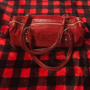 Kate Spade ruby red suede handbag